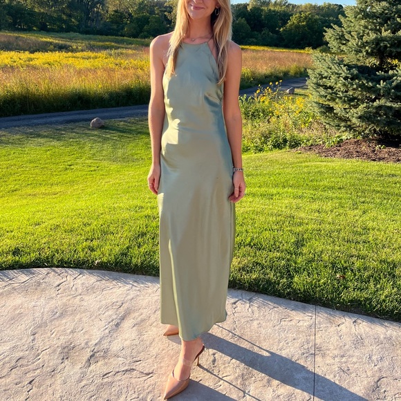 Lulus Satin Backless Halter Dress - Picture 5 of 6